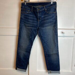 Dark Wash Stretch Denim Cropped Jeans